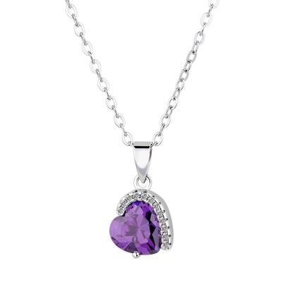 China FASHIONABLE Wholesale Silver Custom Necklace 925 Gemstone Necklace Jewelry Heart Pendant Necklace For Women for sale