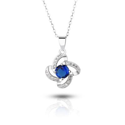 China FASHIONABLE Sapphire Pendant Twisted Hollow Silver Hollow Out Charm Necklaces Jewelry Pendant Necklaces for sale