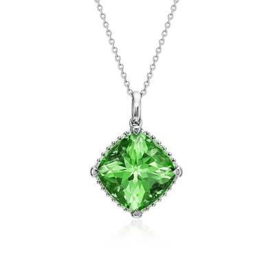 China Wholesale Shiny Green Amethyst Zircon Necklace Ladies Pendant Necklace Wedding FASHIONABLE Jewelry for sale