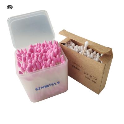 China Unloading 2021 Organic Bamboo Cotton Swabs Eco Biodegradable Cotton Swab Lipstick Makeup Remover For Cleaning for sale