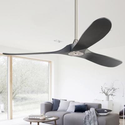 China Super Rustic US 60 Foshan Copper Forward and Reverse DC Motor Low Power Consumption in Ventilation Breeze Nickel Metal Black Wood Ceiling Fan for sale