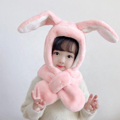 China COMMON COMMON Outdoor Designer Boys Girls Children Thicken Soft Warm Scarf Sets Cartoon Rabbit Ears Plush Kids Winter Hats for sale