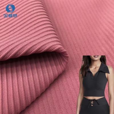 China Stain Repellent Sportswear Fabrics 250 Gsm Stretch Rib Knit Fabric Nylon spandex For Yoga Leggings Fitness for sale