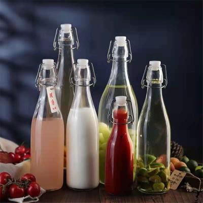 China Freshness Preservation Swing Top Glass Bottle for Kombucha Milk and Wine Round 250ml & 500ml & 1000ml Glass Bottle for sale