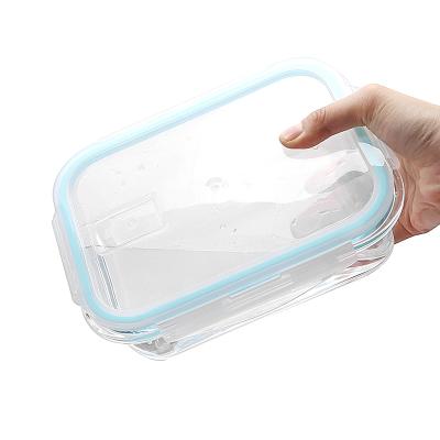 China Factory Stocked Drict Offer High Meal Prep Airtight Glass Food Storage Container Glass Lunch Box With Lock Lids for sale