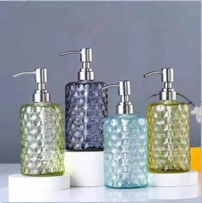 China Premium Refillable Glass Soap Dispenser Cheap Liquid Hand Soap Dispensers With Electroplating Pump For Bathroom Kitchen for sale