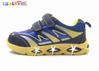 China Two Straps Boys Light Up Athletic Shoes Multi Color Printed Synthetic Upper for sale