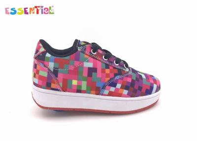 China Kids Wheel Roller Shoes Mosaic Printed Canvas Upper With Requiring Custom Logo for sale