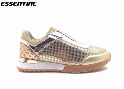 China zufälliger Turnschuhbeleg der Damen auf Goldmetallischem synthetischem oberem elastischem Bügel TPR outsole zu verkaufen