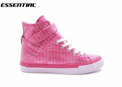 China All Season Ladies Casual Canvas Sneakers Vulcanized Rubber Shoe Fuchsia Color for sale