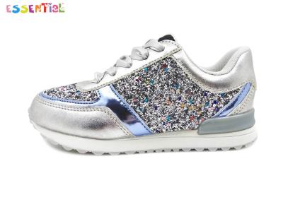 China PU Glitter Fabric Girls Casual Sneakers , Casual Shoes For Teenage Girl for sale