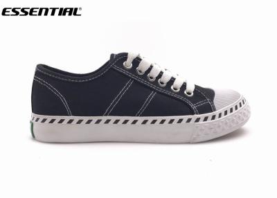 China Eco - Friendly Casual Canvas Sneakers / Ladies Canvas Trainers Black Color for sale