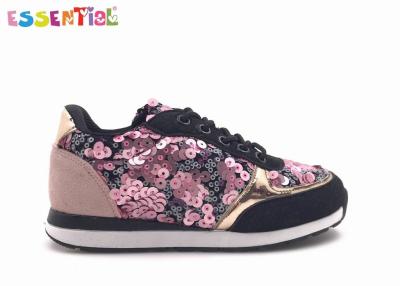 China Customized Youth Casual Shoes Lace Up Sequins Imitation Suede Material for sale