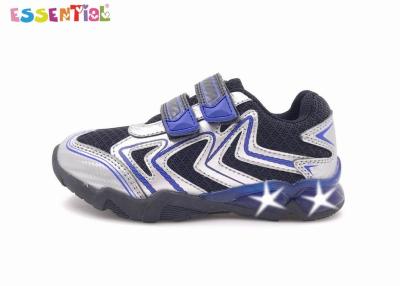 China Slip On Sporty Light Up Running Shoes / Boys Flashing Shoes Stitching Accents for sale