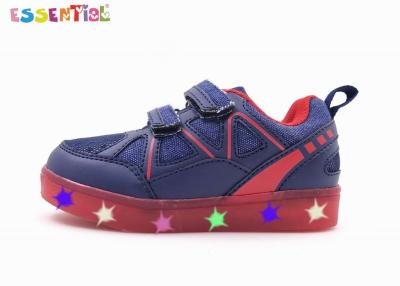 China LED Light Up Sneakers / Kids Casual Shoes Translucent Outsole Two Buckle Straps for sale