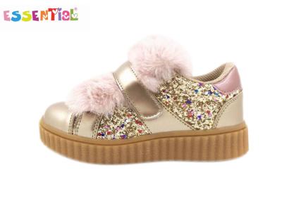 China Flausch-Jugend-Freizeitschuh-/Kinderabnutzungs-Schuhe funkeln und Goldpu mit Pelz zu verkaufen