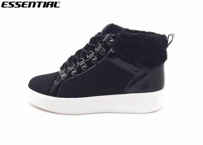 China Custom Cow Suede Boots Black Soft Fur Tongue Material Flexible TPR Outsole for sale