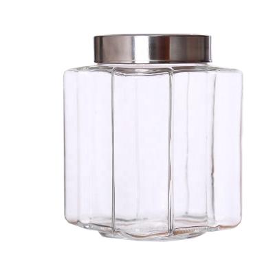 China Sustainable Square 1000ml Candy Glass Jar With Bamboo Lid Glass Sugar Storage Jar for sale