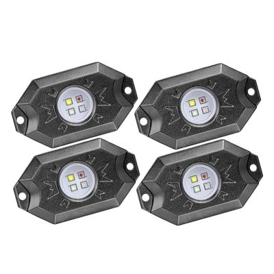 China Hot-selling 4 Pack Multi Color RGBW LED Rock Light Telephone Control Emergency Die-Casting Aluminum Housing Light for sale