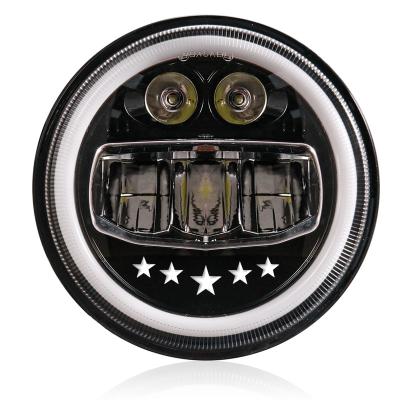 China new 7 inch 2022 angel eye round car led headlight for jeep wrangler universal led headlight wrangler offroad for sale