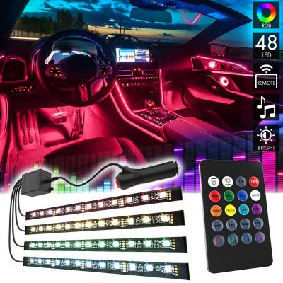 China Hot Selling Car Ambient Light Led Strips 12 LED Remote Control Interior Lighting For All Cars RGB Atmosphere Led Light Shipping And Handling - 335 for sale