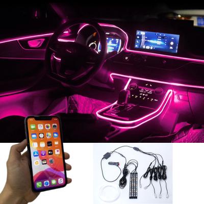 China Hot Selling PVC 2022 Car Light Accessories 12V 5050 RGB Led Strip For Car APP Interior Decoration Mood Light for sale