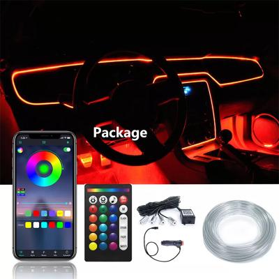 China Hot Sale 12V9W RGB LED Remote Control Light Strip Other Car Light Accessories Car Atmosphere Fiber Optic Light Strip For Car Truck for sale