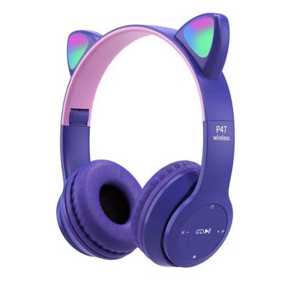 China Cute Earphone Headset Cat Ears Card Wireless Headphones for sale