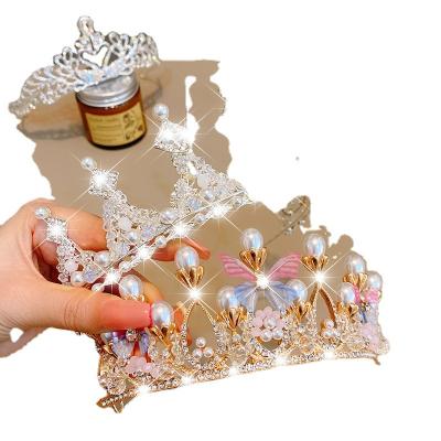 China Princess Little Girl Child Girl Birthday Gift Soft Large Crown Hairband Hair Ornament Tiara Crystal for sale