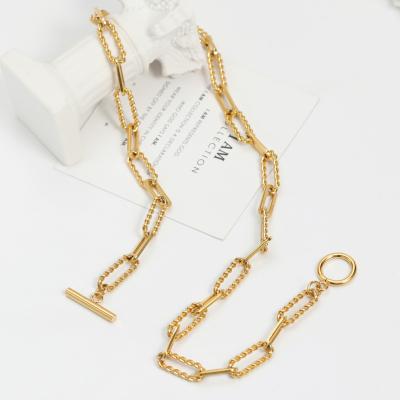 China TRENDY Women's Waterproof Discoloration 18K Gold Fashion Custom Stainless Steel Gold Necklace Free Chain For Jewelry Making Women for sale