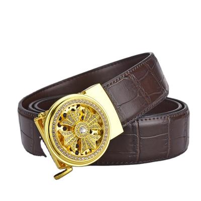 China New style fashion high-end youth automatic belt buckle popular men's belt soft leather belt for sale