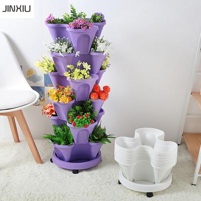 China Morden / Traditional Vertical Tower Garden Plastic Flower Pots Indoor Outdoor Agricultural Planters for sale