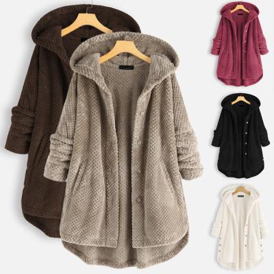 China Anti-wrinkle fashion thick double side fleece hooded coats for women ladies winter teddy coats plus size coats for sale