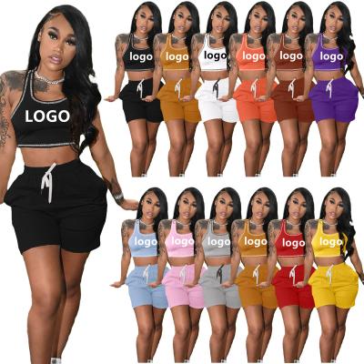 China QUICK DRY CUSTOM MADE LOGO New Arrival Summer Sports Tank Top 2 Piece Set Women Casual Short Two Piece Pant Set Set for sale