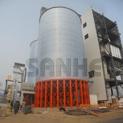 China Grain Storage Steel Silo System assembly at site with corrouged hot galvanized steel plate for sale