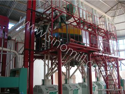 China Complete set of  50T low fat maize flour milling machine with roller mill for sale