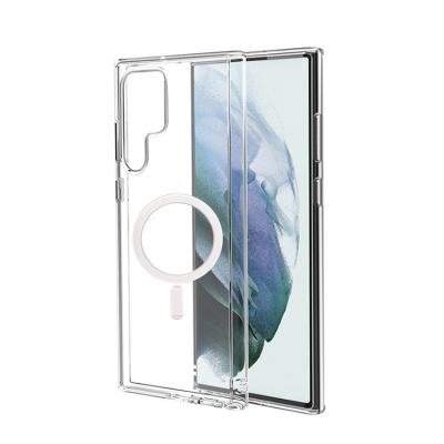 China Magnetic Shockproof Phone Case For Samsung s22 Ultra Clear Case For Galaxy S22 Plus Acrylic Transparent Magsafing Mobile Cover for sale