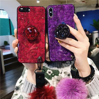 China Anti-drop glitter epoxy diamond phone case with furhall for Samsung A32 A10 S21 Note10 cell phone cases casing stander for sale