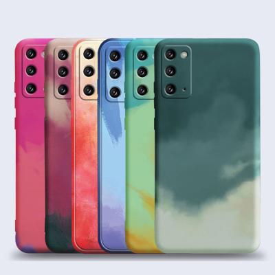 China Anti-drop Liquid Watercolors Silicone Phone Case For Samsung Phone Case Note20 Ultra S20 S21 Plus Mobile Cover for sale