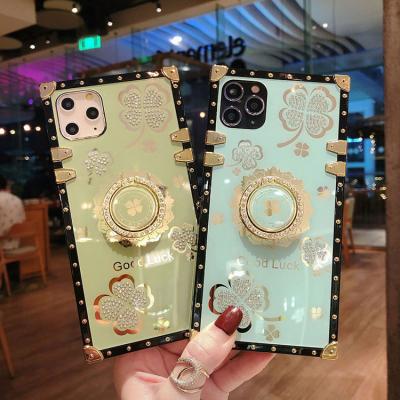 China Anti-drop ready to ship Bling Square Women's Fashion Diamond Phone Cases Cover For Samsung Galaxy S20 Note10 Note20 A21S for sale