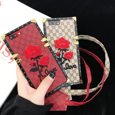 China Shockproof 3D Cross - Body Phone Case With Strap Square Flower Shoocproof Cell Phone Covers For OPPO A5 VIVO X27 Huawei Mate20 P30 for sale