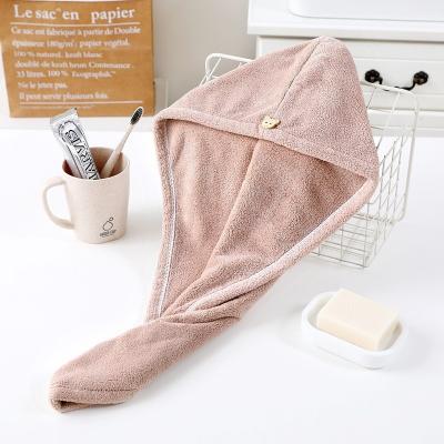 China Wholesale Microfiber QUICK DRY Hair Towel Wholesale Microfiber Hair Wrap Turban Bath Shower Head Magic Quick Drying Towel With Buttons for sale