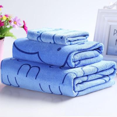 China QUICK DRY Super Absorbent Microfiber Soft Bath Towel Set 3 Sets Cartoon Printed Microfiber Bath Towel for sale