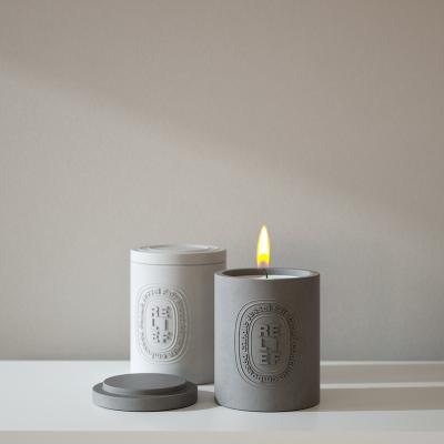 China Wholesale Modern Original Concrete Candle Jar Modern Design Cement Candle Luxury Ships Customized Logo For Home Hotel for sale