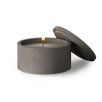 China China Home Decoration Factory Direct Sales Customized Logo Modern Concrete Candle Jar With Lid Bulk Wholesale Cement Candle Holder For Hotel for sale