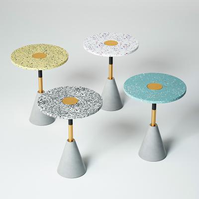 China 1 Set Customizable Design Manufacturer-Supplier OEM ODM Newly Released Round Stone Concrete Terrazzo Coffee Side Table For Wholesale for sale