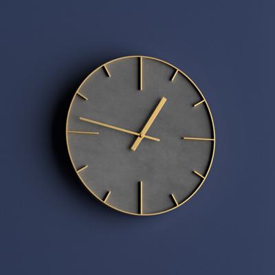 China LUMINOVA Classic Cement Luxury Modern Decoration Customizable Fashion Dining Room Hanging Clock Concrete Wall Clocks for sale