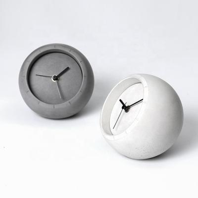 China Calendars Sphere Shape Cement Desk Clock Concrete Desk And Table Clocks for sale