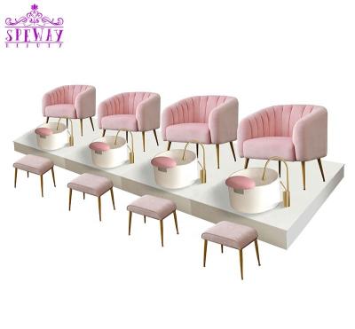 China Speway Luxury Hot Sale Pale Pink No Plumbing Pedicure Chair With Pedicure Sinks for sale