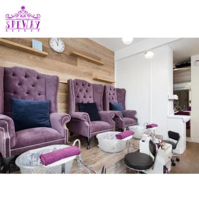 China Speway Luxury Velvet Light Purple Pedicure And Manicure Chair Luxury Massage Chairs for sale